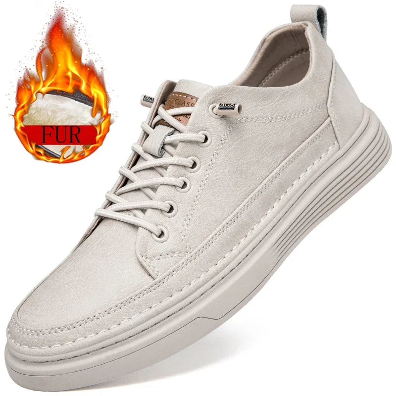 Yeinshaars Men's Genuine Leather Casual Shoe | Cow Leather Trainer | Rubber Outsole | Breathable Slip-On