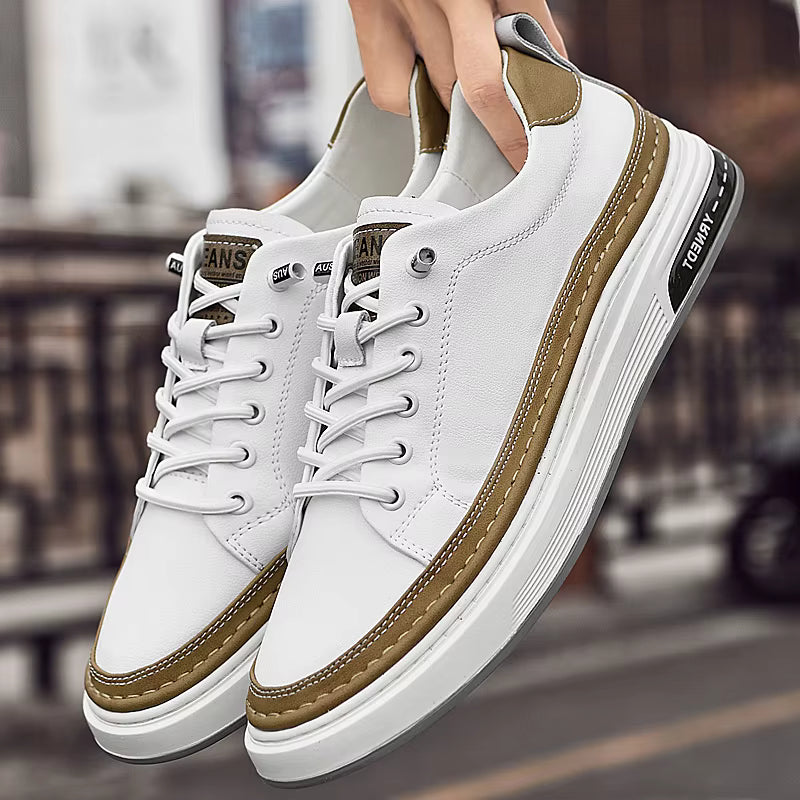 MOGACIILLO 1131 Men's Genuine Leather Casual Trainers | White Cow Leather Slip-On Shoe | Breathable & Massage