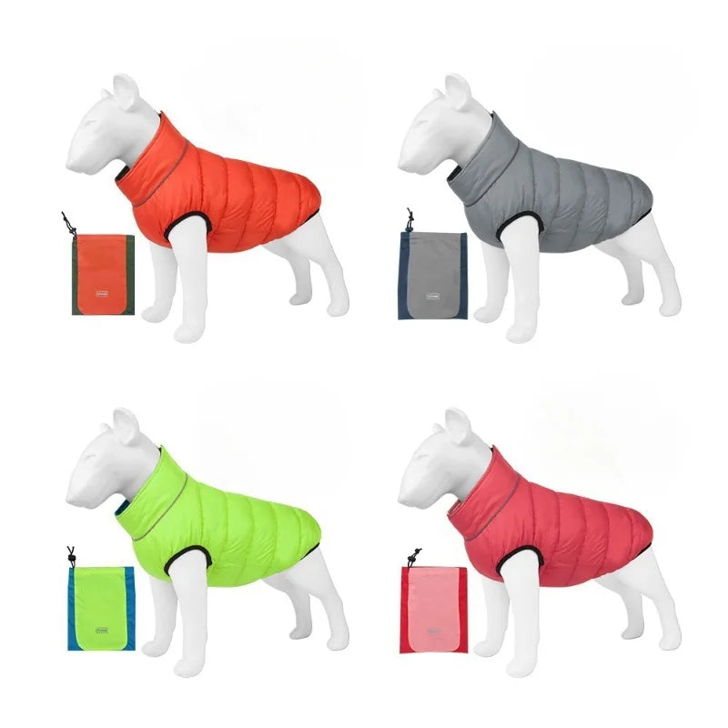 Reversible Double-Sided Puffer Dog Coat | Waterproof, Quilted Warmth & Packable Jacket | Small to Large Dogs
