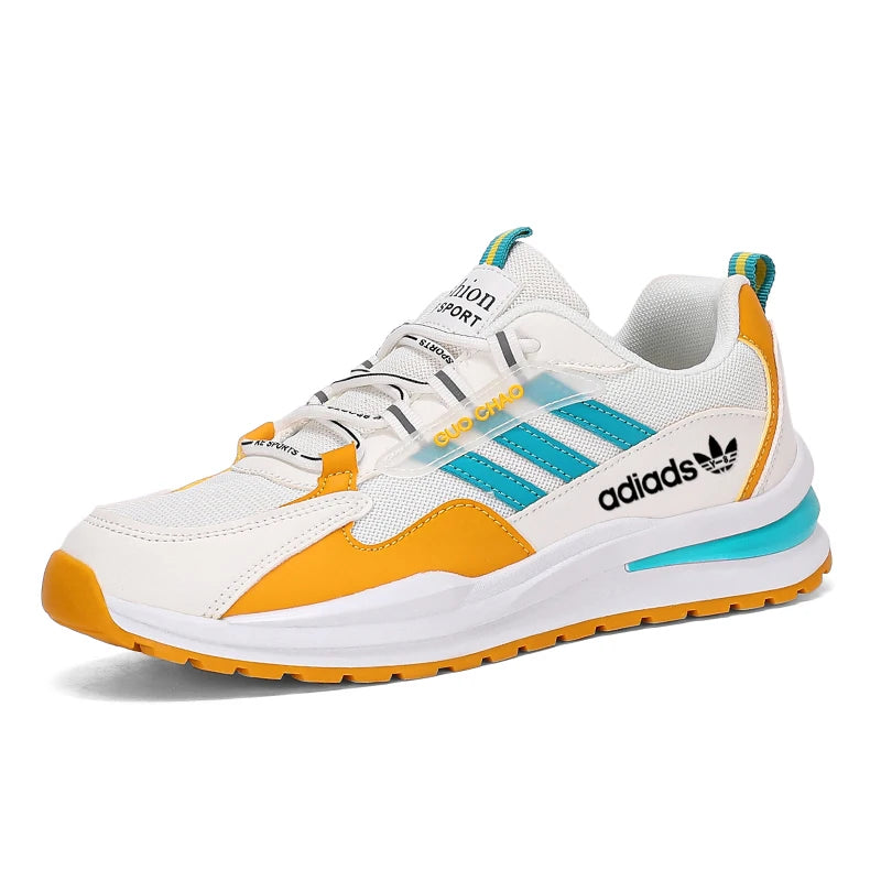 CATBELEE Men's Casual Running Shoes | Air Mesh Breathable Upper | Rubber Outsole | White, Orange & Blue Trainer