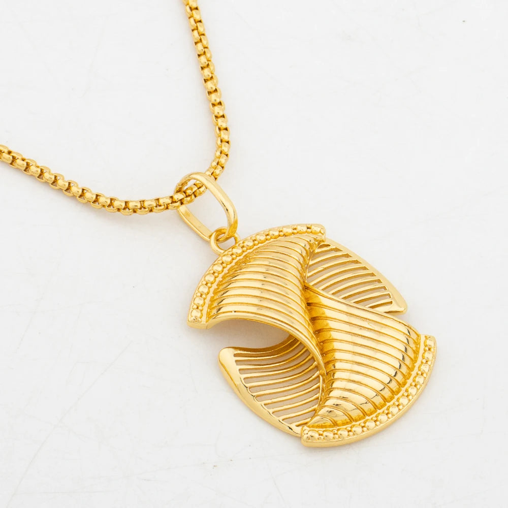 GZJPEI Dubai Gold Plated 4Pcs Jewellery Set | 18K Spiral Clip Necklace, Bangle & Ring | Wedding Bridal Accessories