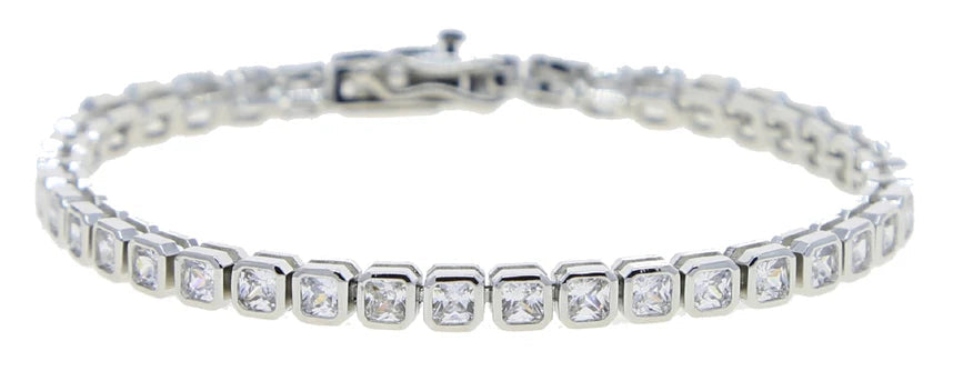 sdzstone Multi-Cut CZ Tennis Bracelet | AAA Cubic Zirconia | Gold Plated Geometric Stacking Jewellery | 15cm+4cm
