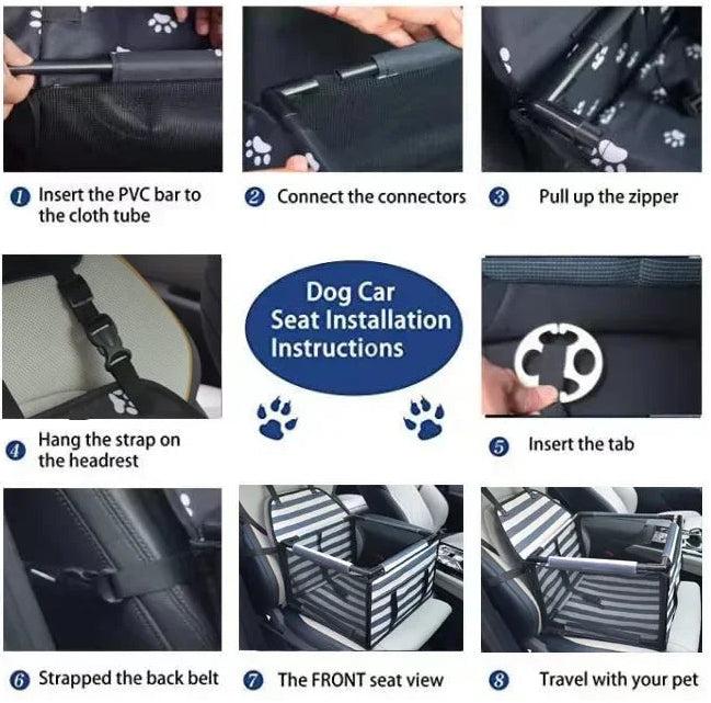 Waterproof Dog Car Booster Seat | 900D Oxford Fabric Travel Carrier | Foldable & Secured for Large & Small Breeds