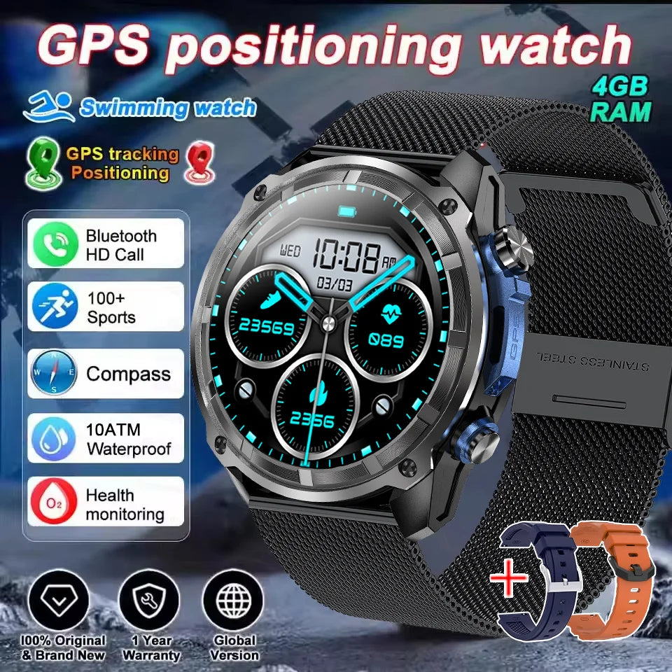 GUHUAVMI T-Rex Ultra Military GPS Smartwatch | 1000mAh Battery | Offline Maps | 10ATM IP69K Waterproof | 4GB Memory