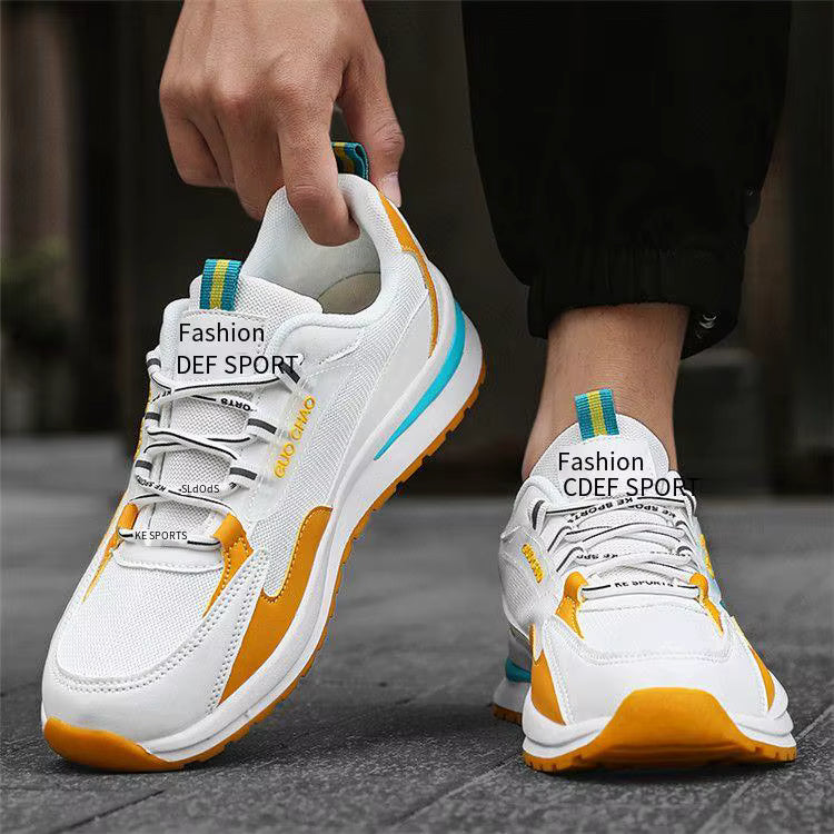 CATBELEE Men's Casual Running Shoes | Air Mesh Breathable Upper | Rubber Outsole | White, Orange & Blue Trainer