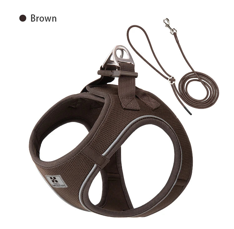 SMALL COMBINATION Air-Mesh Dog Harness & Leash Set | 360° Reflective, Padded & Quick Release | Small/Medium