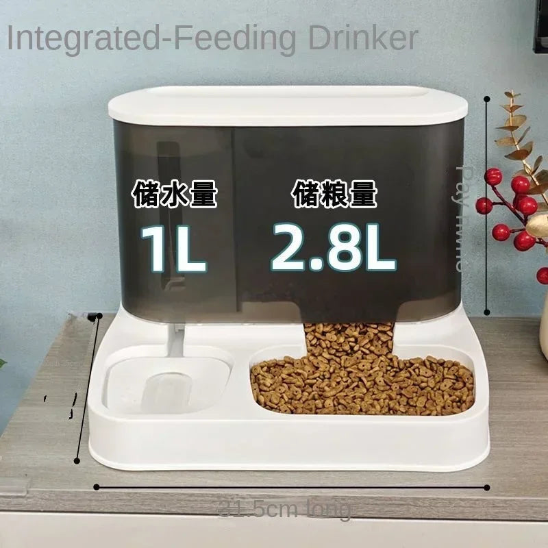 3-in-1 Automatic Cat Feeder with 2.8L Food Storage & 1L Water Dispenser – Integrated Gravity Feeding System