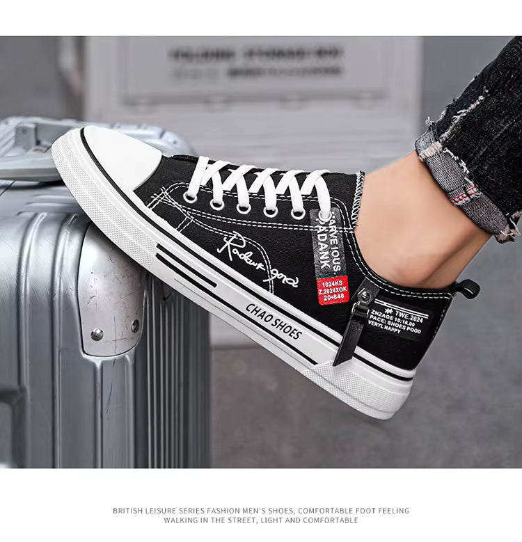 PDMCMS "Chao" Men's Low-Top Canvas Sneaker | Breathable Board Shoe | Lightweight Street Style | True to Size Fit