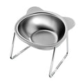 304 Stainless Steel Elevated Cat Food Bowl | 15° Tilted Design for Spine Protection | Anti-Skid Puppy Feeder