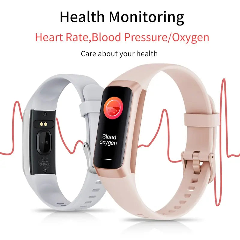 LIGE Unisex Smart Bracelet with AMOLED Display, Heart Rate, Blood Pressure and Physical Activity Monitor, Waterproof.