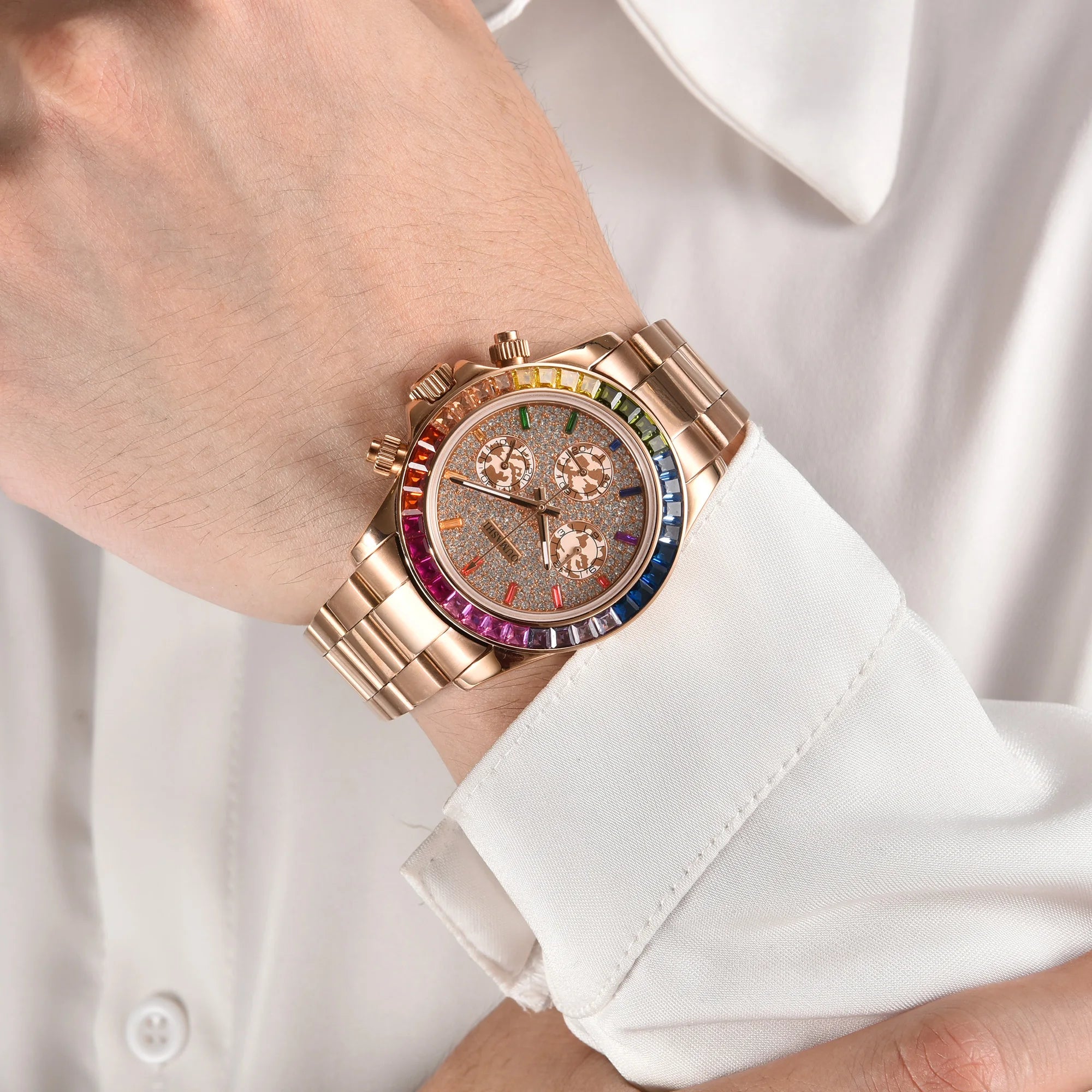 OUMASHI VK63 Luxury Men's Sports Watch with Sapphire Crystal, Stainless Steel, Water Resistant