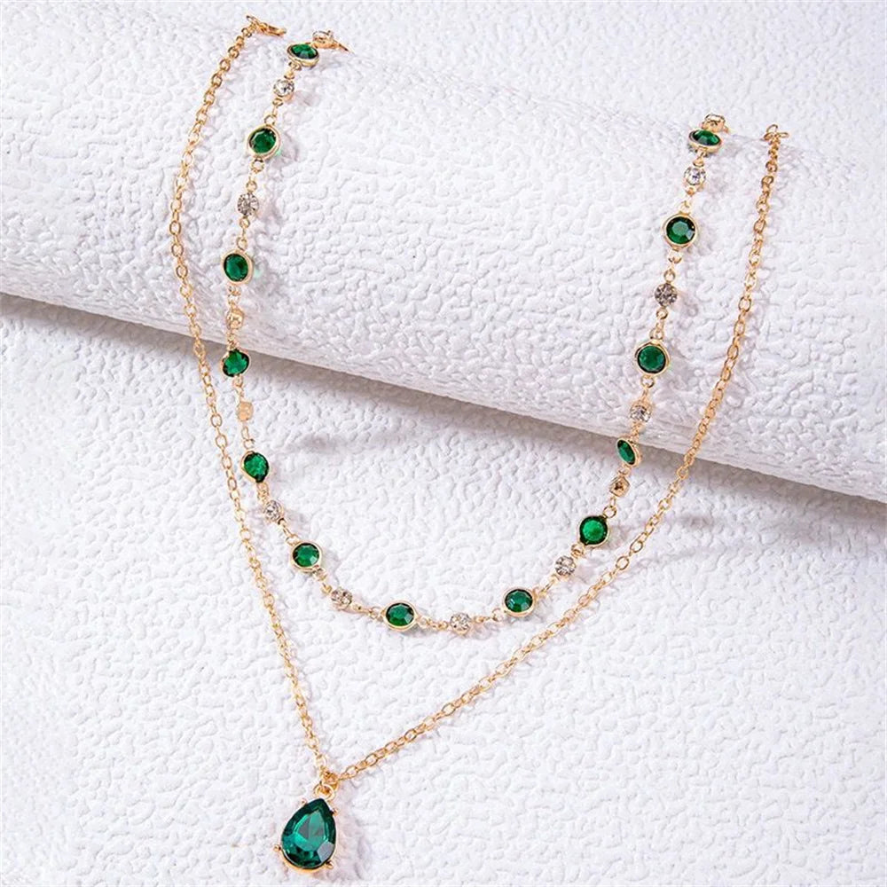 MAA-OE Punk Statement Choker Necklace | Geometric Rhinestone Pendant | Gold/Silver Tone Alloy Fashion Jewellery