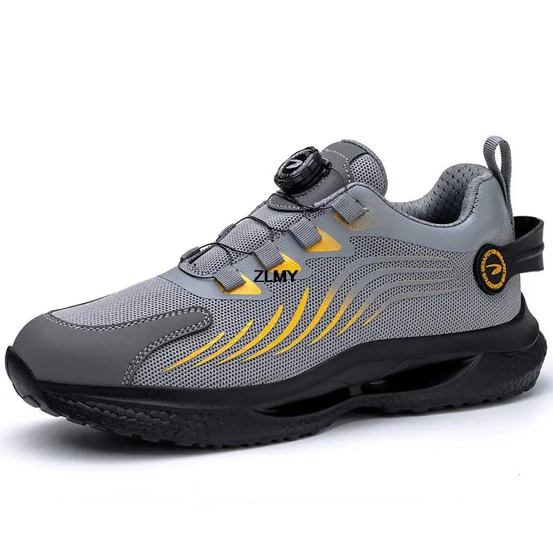 ZLMY Men's Steel Toe Safety Sneakers | Puncture-Proof | Quick Dial-Lock Closure | Breathable Work Shoes