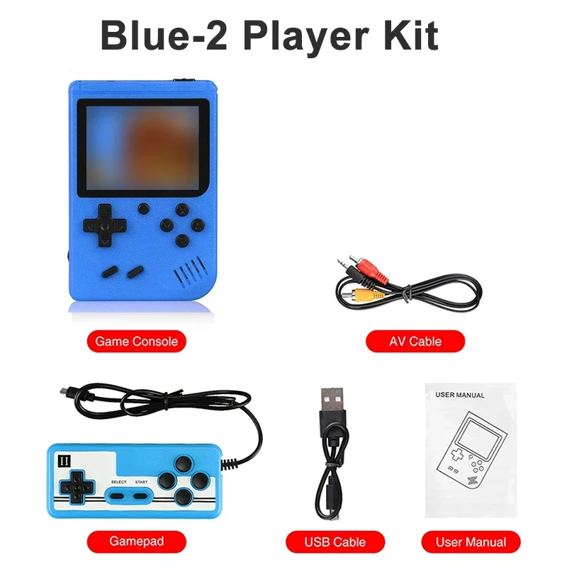 Retro handheld game console with 400 built-in FC games, portable case, 3-inch LCD screen, video game.