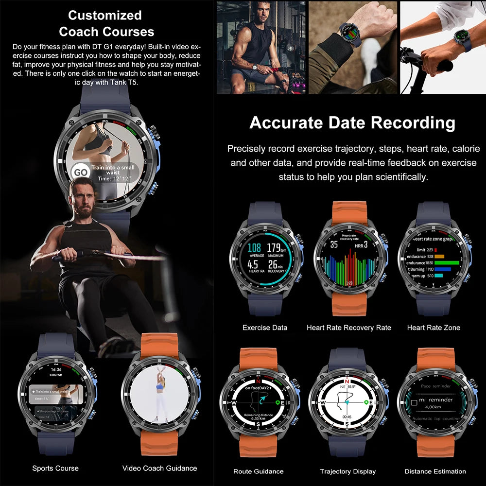Smartwatch with GPS | PENGAGAR DT G1 – 1.43” AMOLED screen | Water resistant up to 5 ATM | Battery lasts up to 10 days | Bluetooth calling and Alexa compatible