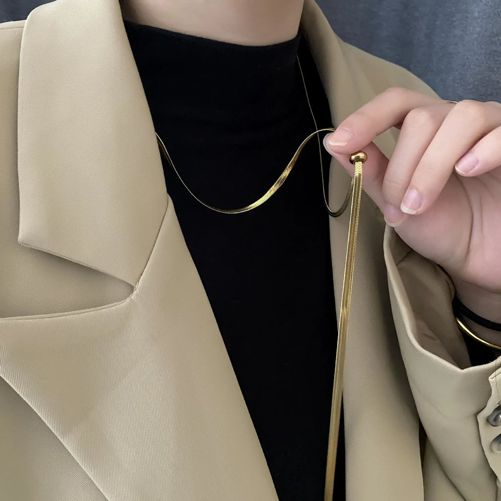 Ramos Women's Snake Chain Lariat Necklace | Stainless Steel Waterproof Y-Chain | Anti-Tarnish Trendy Jewellery