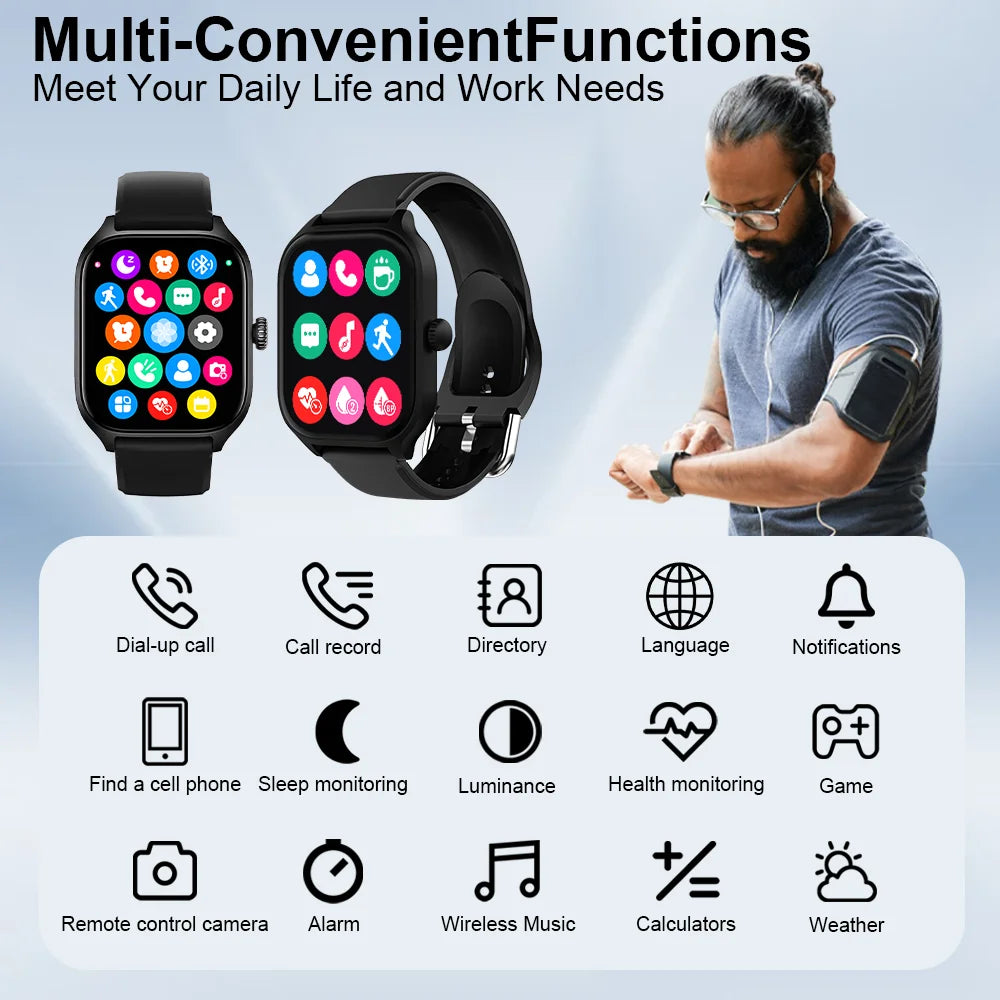 Smartwatch 2.01” IPS Large Touch Screen – Bluetooth Smart Watch with Heart Rate Monitor, Step Counter & Notifications