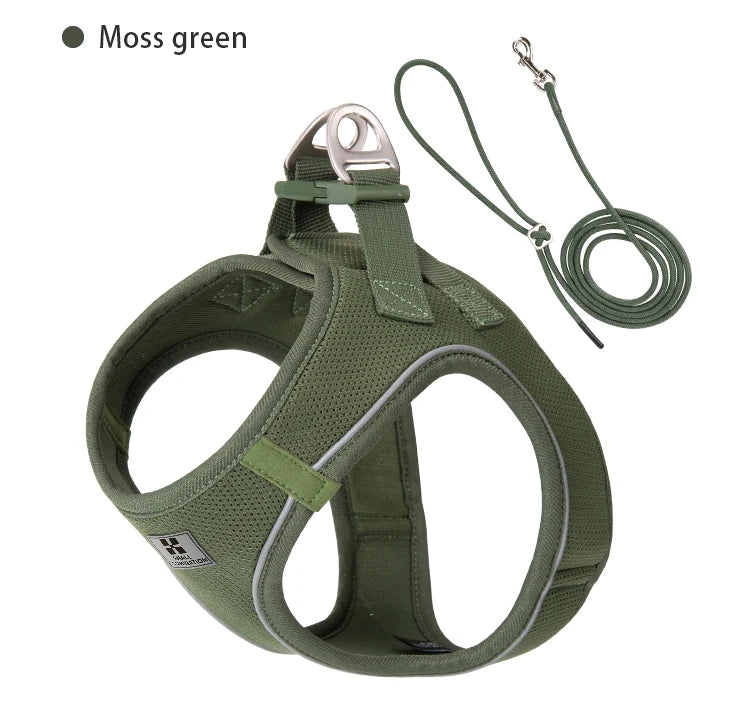 SMALL COMBINATION Air-Mesh Dog Harness & Leash Set | 360° Reflective, Padded & Quick Release | Small/Medium
