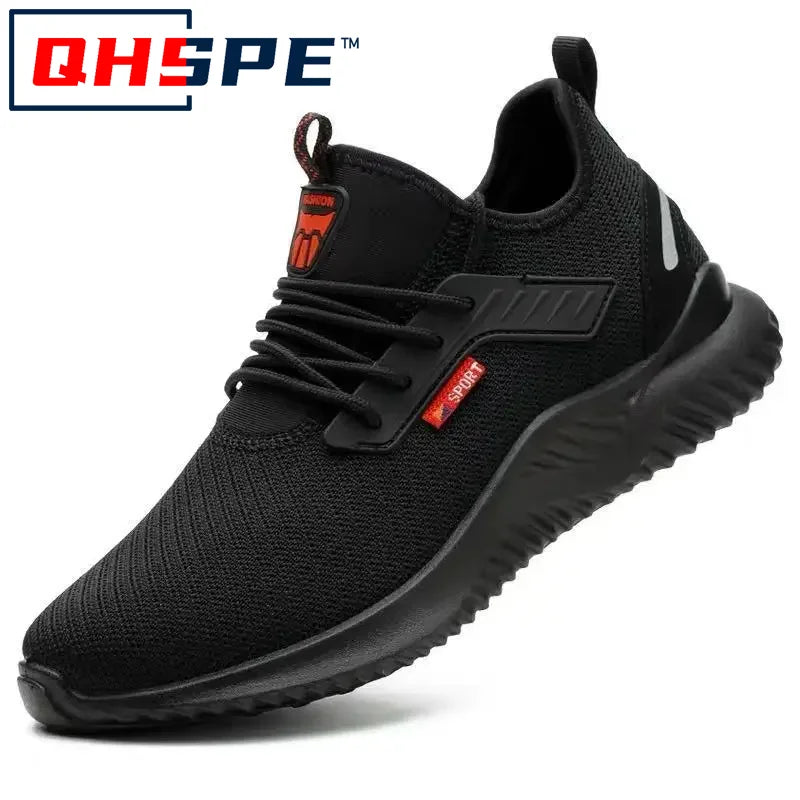 QHSPE Men's Steel Toe Safety Shoes | Puncture-Proof Indestructible Sneakers | Rubber Outsole Work Footwear