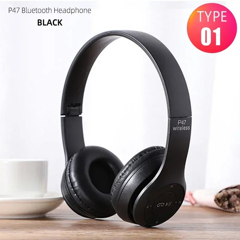 P47 Wireless Over-Ear Headphones | Bluetooth 5.0 ANC | Built-in Mic & Volume Control