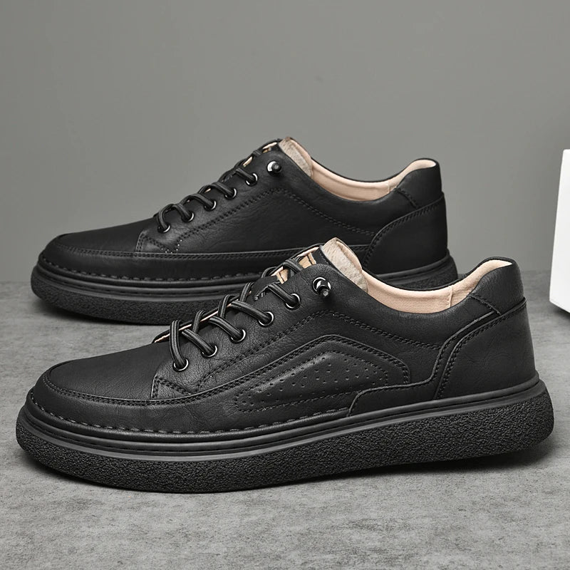 MOGACIILLO Men's Genuine Leather Casual Oxfords | Cow Leather Slip-On Shoe | Breathable & Massage Feature
