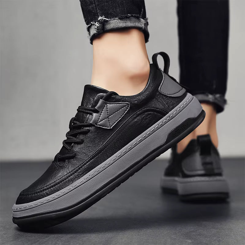 Cymercan Men's Split Leather Casual Trainers | Two-Tone Design | Rubber Outsole | Breathable Sneaker