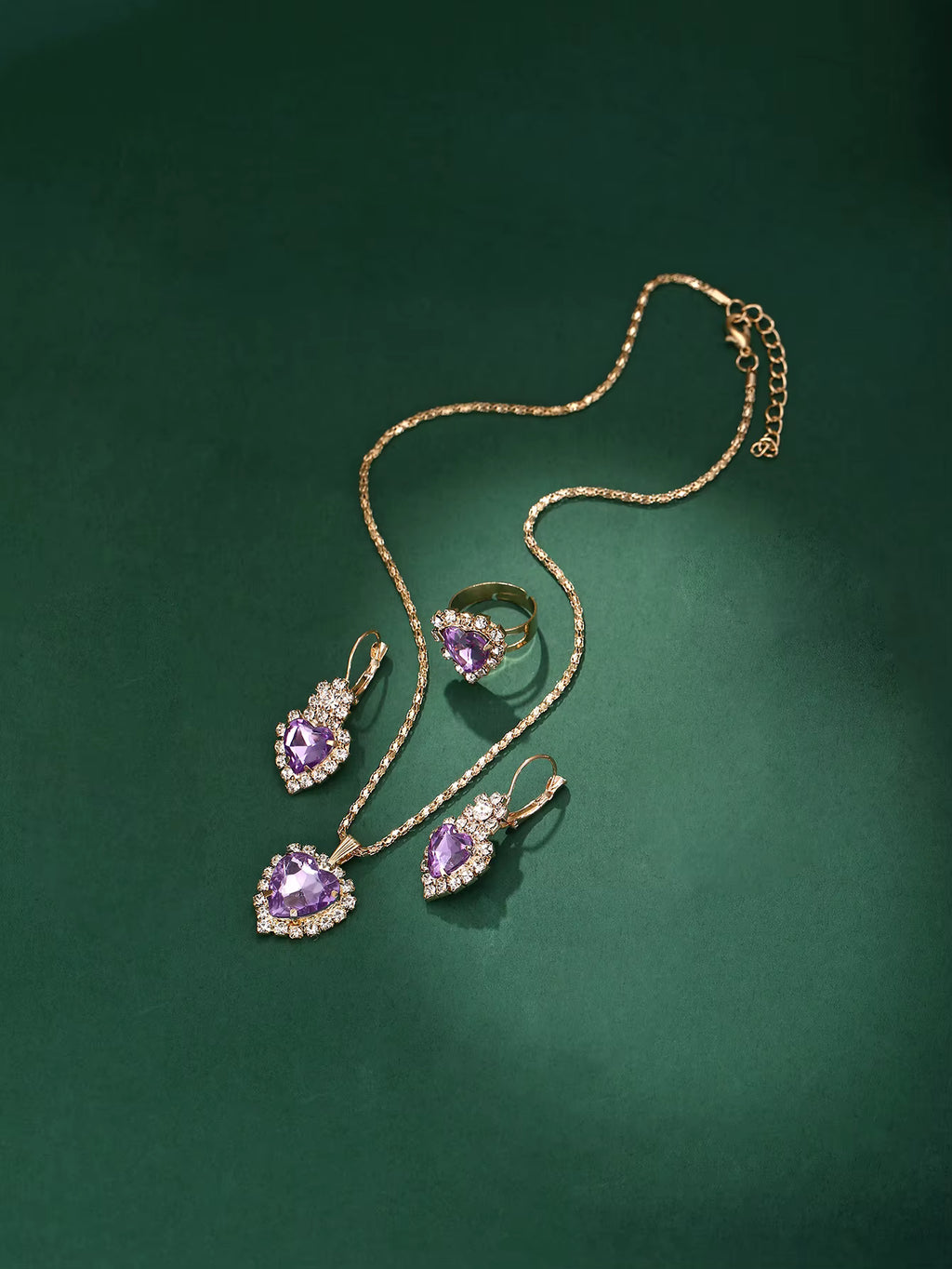 Premium Women's 4-Piece Set 2025 – Quartz Watch, Necklace, Ring and Earrings with Crystals