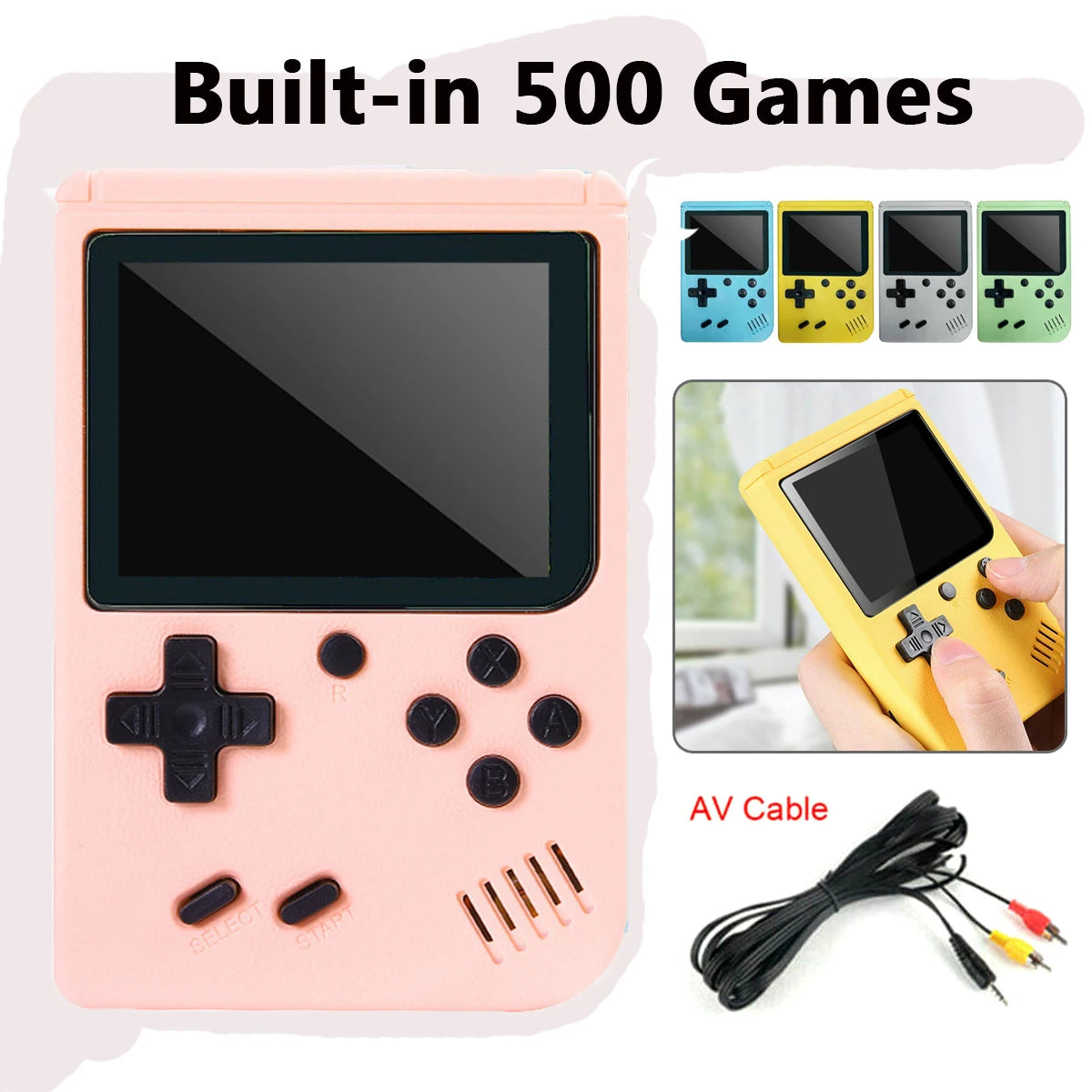 ONETOMAX Retro Handheld Game Console | Built-in 500+ Classic Games | 2 Player Support | AV Output