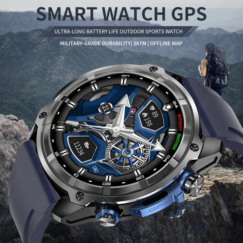Smartwatch with GPS | LIGE CONQUEROR | 1.43” AMOLED screen | Water resistant up to 3 ATM | 860 mAh battery | Integrated GPS and offline map
