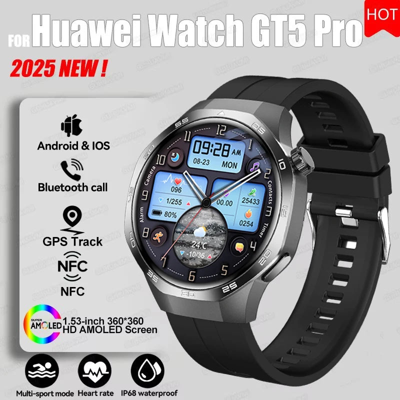 GUHUAVMI GT 5 Pro Smart Watch 2025 NEW | GPS Track & NFC Access | AMOLED Display | Stainless Steel Bracelet