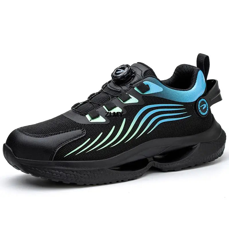 ZLMY Men's Steel Toe Safety Sneakers | Puncture-Proof | Quick Dial-Lock Closure | Breathable Work Shoes