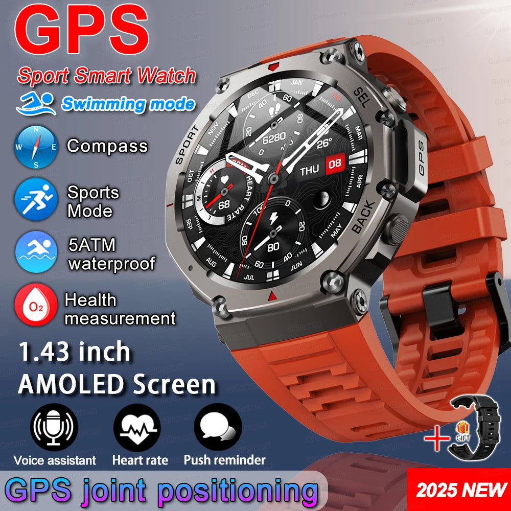 GUHUAVMI T-REX 3 GPS Smart Watch | Dual-band GNSS | 10ATM Military-Grade Toughness | 170+ Sports Modes