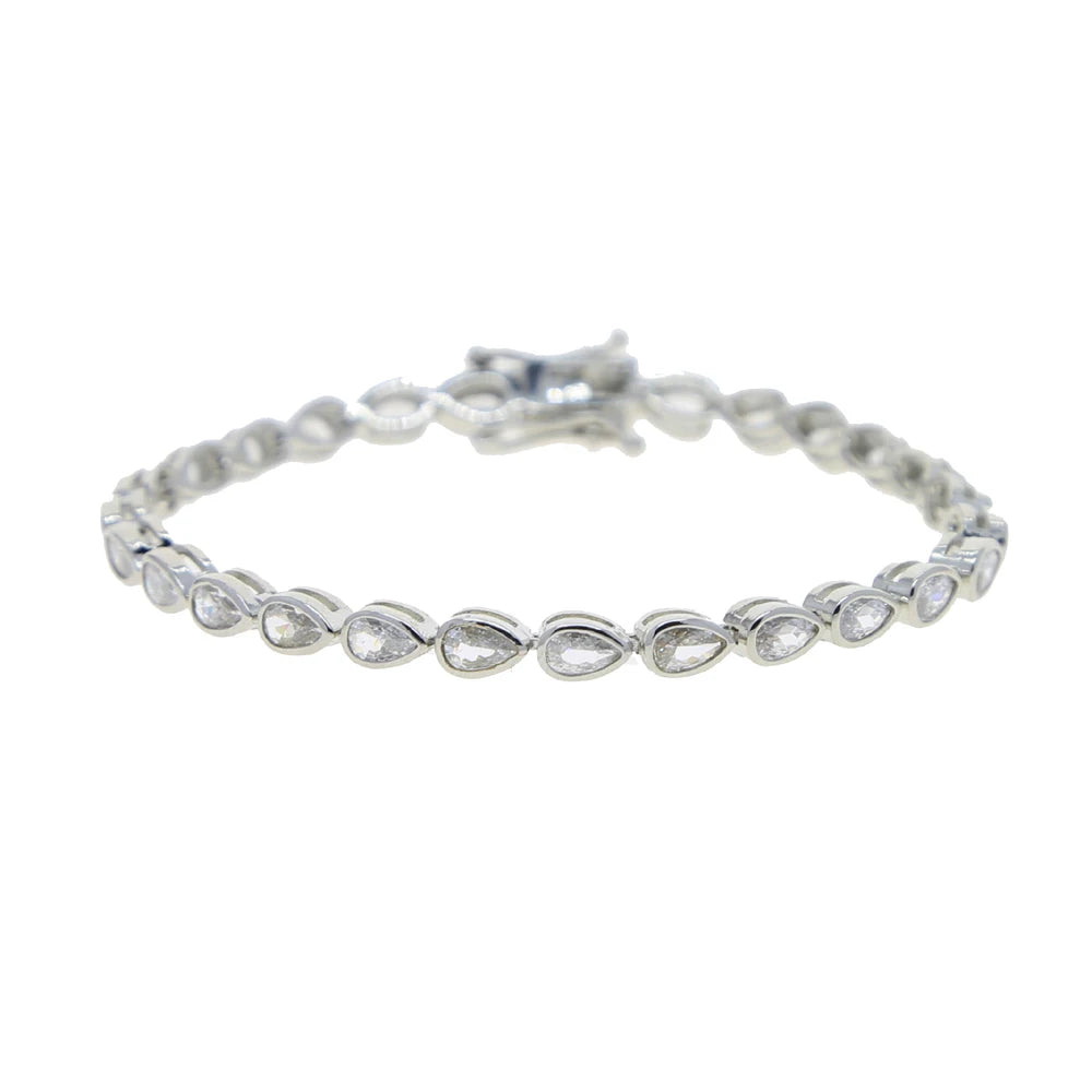 sdzstone Multi-Cut CZ Tennis Bracelet | AAA Cubic Zirconia | Gold Plated Geometric Stacking Jewellery | 15cm+4cm