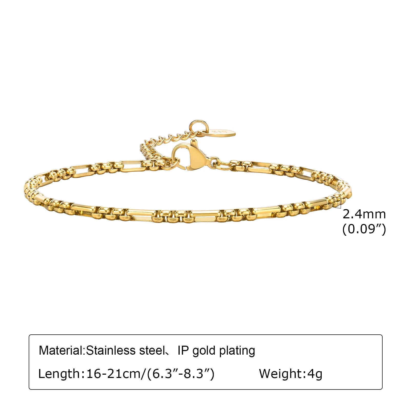Meaeguet Gold Plated Stainless Steel Bracelets | Anti-Tarnish Chain Link Jewellery | Trendy Stacking Styles