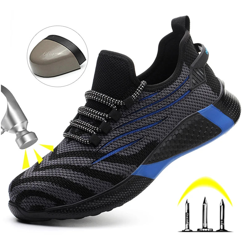 Quanzixuan Ultra-Light Steel Toe Safety Shoes | Kevlar Puncture-Proof | Breathable Mesh Work Sneaker