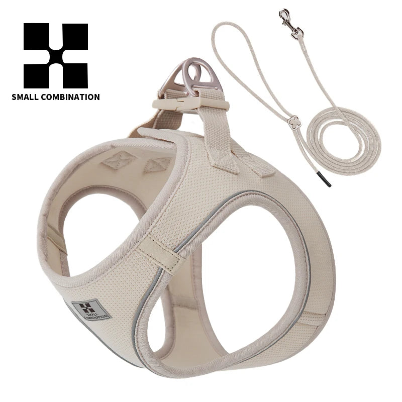 SMALL COMBINATION Air-Mesh Dog Harness & Leash Set | 360° Reflective, Padded & Quick Release | Small/Medium