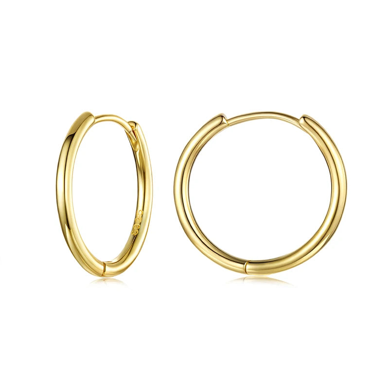 BAMOER 925 Sterling Silver Huggie Hoop Earrings | Gold Plated Minimalist Hoops | Fine Jewellery Multi-Piercing Set