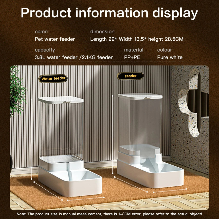 Gravity-Fed Automatic Pet Feeder & Waterer | 3.8L BPA-Free High-Capacity Dispenser with Siphon Anti-Leak System