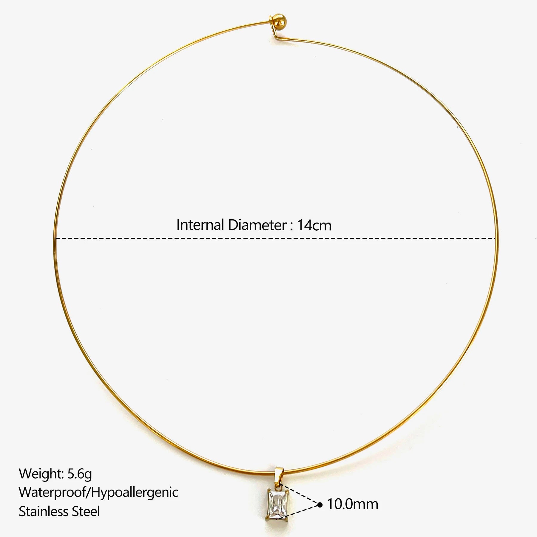 GHIDBK Women's AAAA Zirconia Choker Necklace | Stainless Steel Gold Tone Solitaire Pendant | Multi-Cut Trendy Jewellery