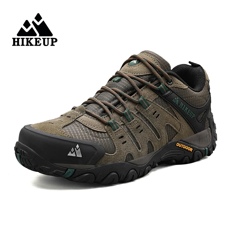 HIKEUP Men's Trekking Shoes | Advanced Non-Slip Rubber Outsole | Suede Leather Hiking Sneakers | Durable