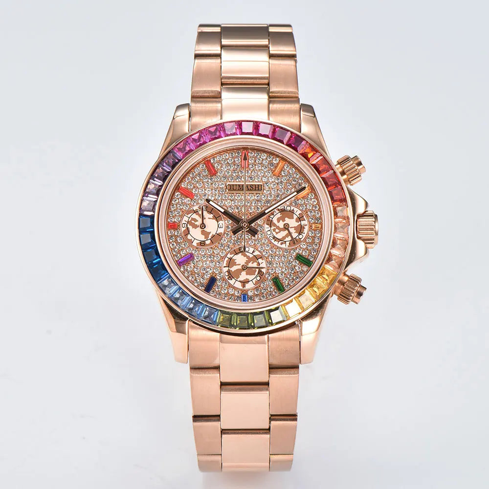 OUMASHI VK63 Luxury Men's Sports Watch with Sapphire Crystal, Stainless Steel, Water Resistant