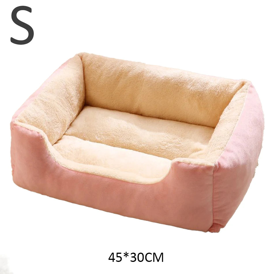 Ultra-Soft Plush Rectangle Pet Bed | Breathable, Short Plush Dog & Cat Nest | Supportive Calming Sofa