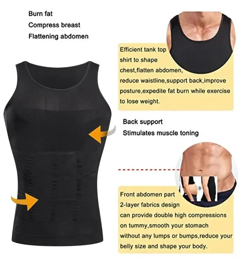 YBFDO Men's Compression Tank Top | Seamless Chest & Tummy Control Shaper | Gynecomastia Vest