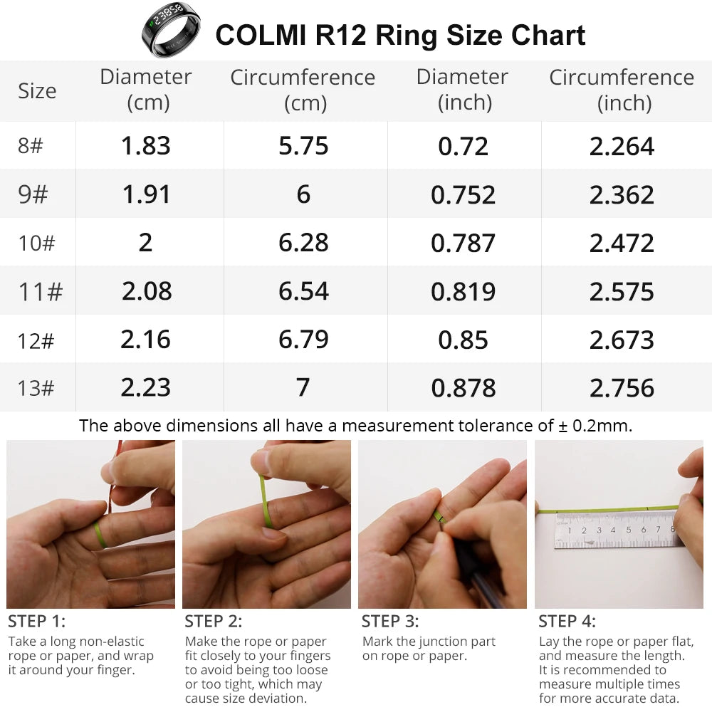 COLMI R12 Smart Ring | Integrated Display Screen | Wireless Charging | 5ATM Waterproof Health Tracker