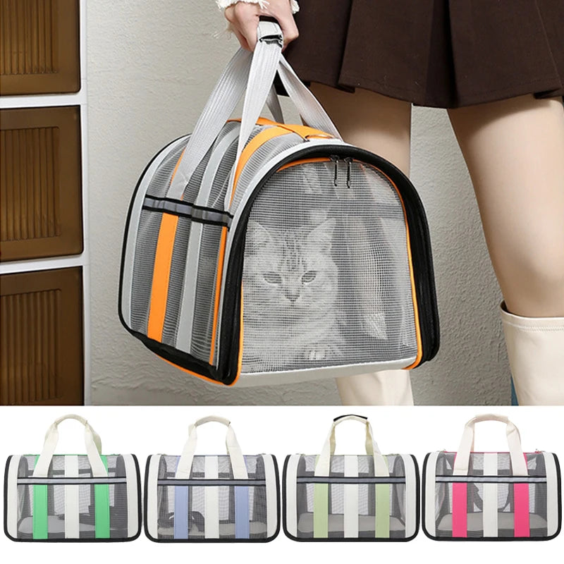 Breathable Soft-Sided Pet Carrier Bag | Foldable Mesh Travel Tote for Cats, Kittens & Small Dogs