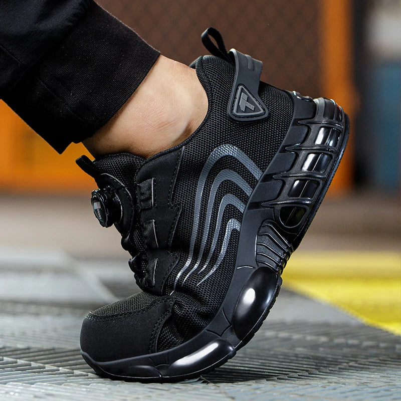 TANRDON Men's Steel Toe Safety Sneakers | Puncture-Proof | Quick-Dial Closure | Lightweight Work Shoe