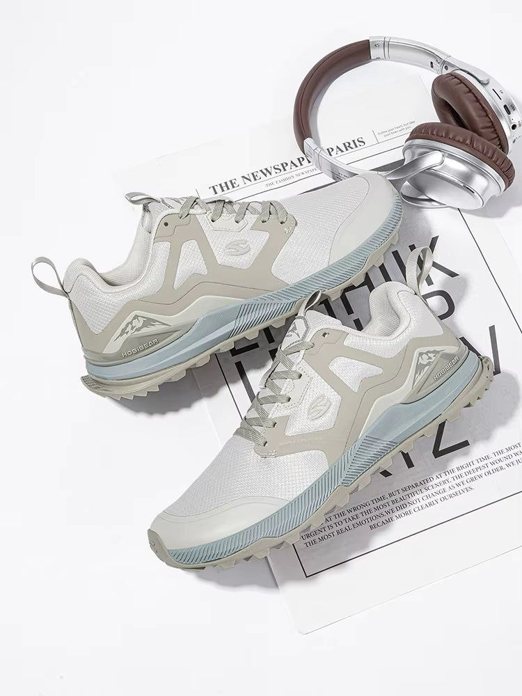 HOBIBEAR Men's Casual Trail Sneaker | Non-slip Rubber Outsole | Hiking & Walking Shoe | Green/Black/Pink