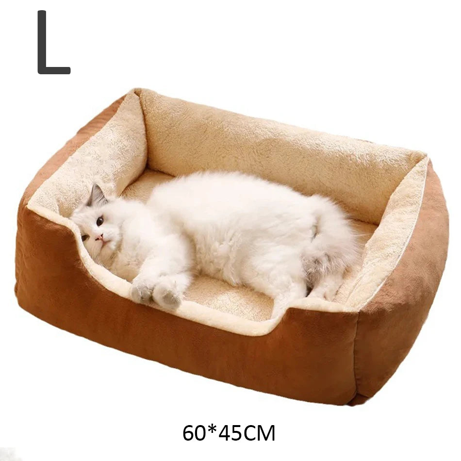 Ultra-Soft Plush Rectangle Pet Bed | Breathable, Short Plush Dog & Cat Nest | Supportive Calming Sofa