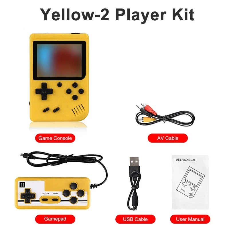 Retro handheld game console with 400 built-in FC games, portable case, 3-inch LCD screen, video game.