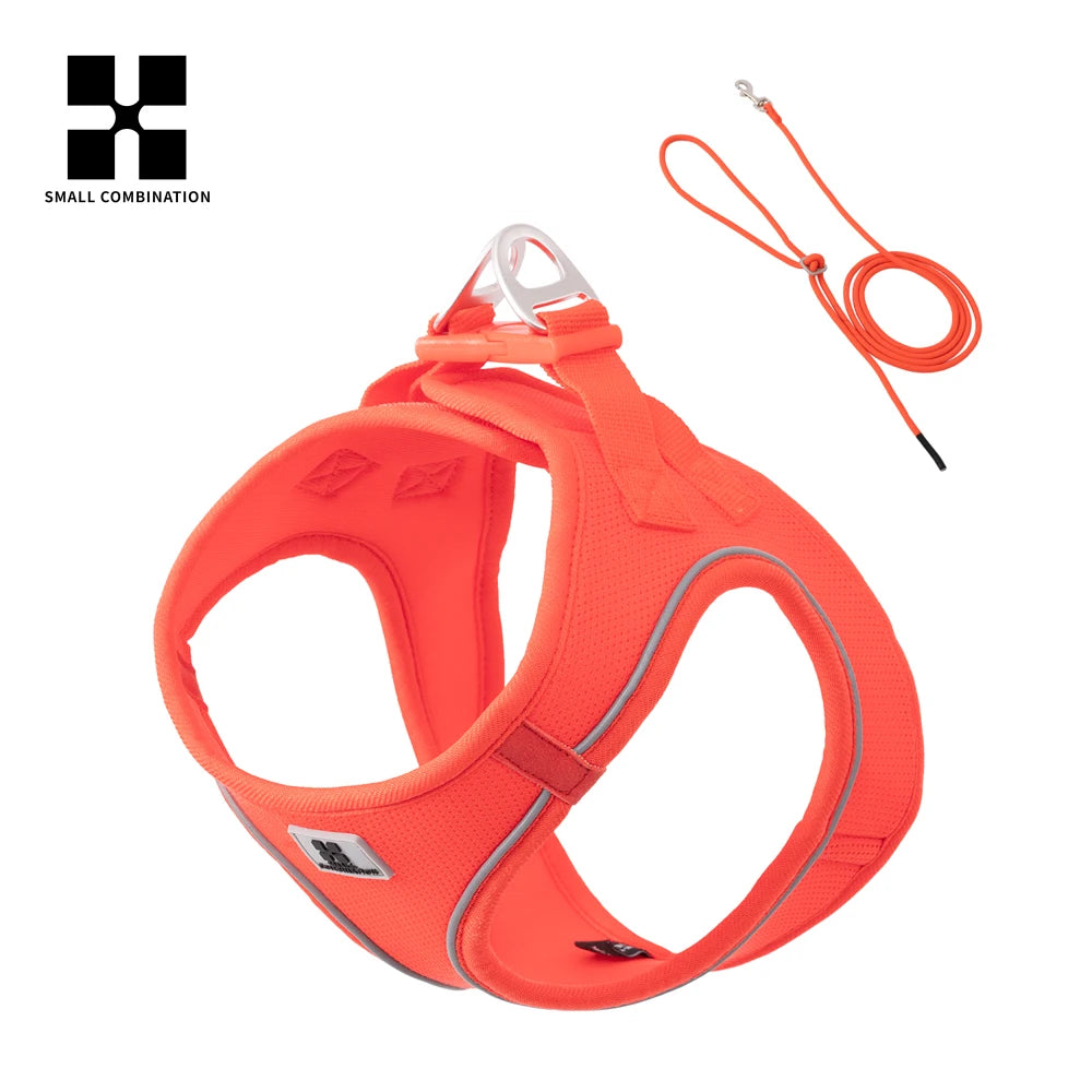 SMALL COMBINATION Air-Mesh Dog Harness & Leash Set | 360° Reflective, Padded & Quick Release | Small/Medium